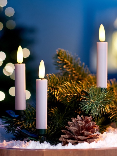 Светодиодные «Свечи на прищепках» 10 см, набор 10 шт., 10 LED, от батареек АААх10, пульт, свечение тёплое белое