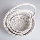 УЦЕНКА Набор корзин, 3 шт., 39×14/40 см, 30×12/35 см, 25×10/30 см, белый, ива - Фото 2