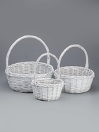 УЦЕНКА Набор корзин, 3 шт., 39×14/40 см, 30×12/35 см, 25×10/30 см, белый, ива - Фото 3