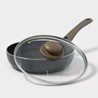 Сковорода Onyx, d=22 см, съёмная ручка, стеклянная крышка, антипригарное покрытие, цвет серый - Фото 2