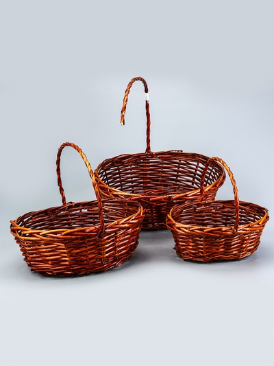 УЦЕНКА Набор плетёных корзин, 38×30×14 см, 33×25×12 см, 28×20×11 см, ручка h=21. 18, 14 см