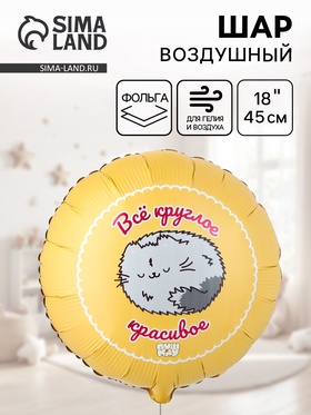 Воздушный шар фольгированный 18" «Все круглое красивое, ПушМяу» 10930944