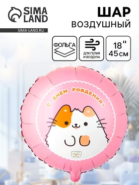 Воздушный шар фольгированный 18" «ДР ПушМяу» 10930955