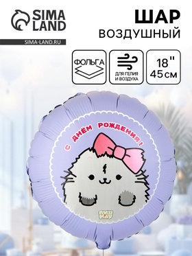 Воздушный шар фольгированный 18" «ДР ПушМяу кошка» 10930956