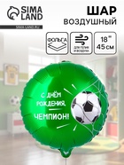 Воздушный шар фольгированный 18" «С ДР Чемпион, футбольный мяч» 10930959 - фото 319935465