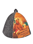 Шапка для бани и сауны «Новогодний мишка в бане», полиэфир 70%, шерсть 30%, «Добропаровъ» - фото 58174626