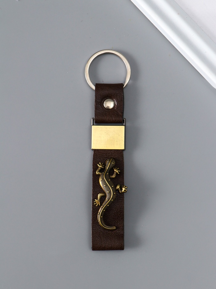 Брелок для ключей на кольце «Ремешок с ящерицей», кожзам, 2.2×10 см - Фото 1