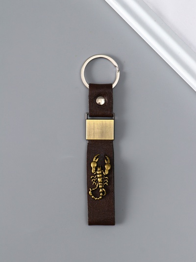 Брелок для ключей на кольце «Ремешок со скорпионом», кожзам, 2.2×10 см