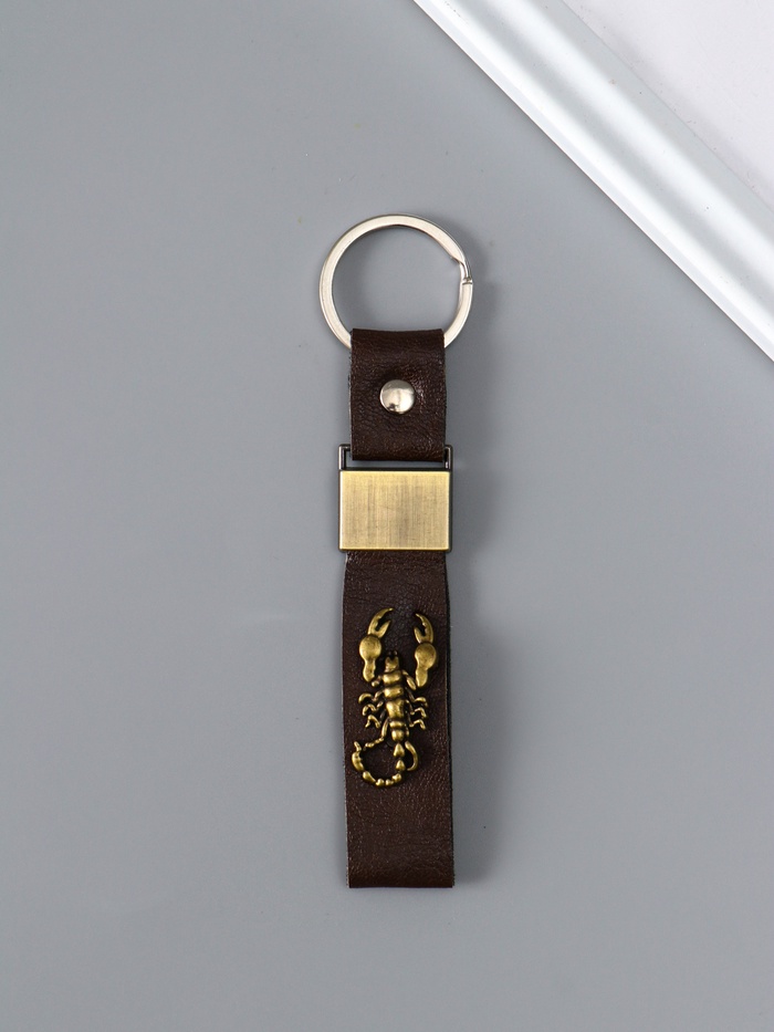 Брелок для ключей на кольце «Ремешок со скорпионом», кожзам, 2.2×10 см - Фото 1
