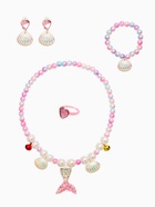 Набор детский «Выбражулька. Русалочка», 4 предмета: клипсы, кольцо, браслет, бусы, бело-розовый - Фото 1