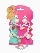Набор детский «Выбражулька. Русалочка», 4 предмета: клипсы, кольцо, браслет, бусы, бело-розовый - Фото 9