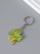 Брелок для ключей на кольце «Клевер», металл со стразами под золото, 3.8×3.8×0.3 см - Фото 2