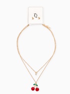 Набор 2 предмета: пуссеты, кулон «Вишенка со стразинкой», 50+40 см, d=4, красный в золоте 10904614