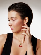 Набор 2 предмета: пуссеты, кулон «Вишенка со стразинкой», 50+40 см, d=4, красный в золоте - Фото 10