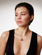 Набор 2 предмета: пуссеты, кулон «Вишенка со стразинкой», 50+40 см, d=4, красный в золоте - Фото 11