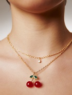 Набор 2 предмета: пуссеты, кулон «Вишенка со стразинкой», 50+40 см, d=4, красный в золоте - Фото 5