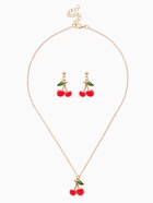 Набор 2 предмета: серьги, кулон «Вишенки», 44 см, красный в золоте - Фото 1