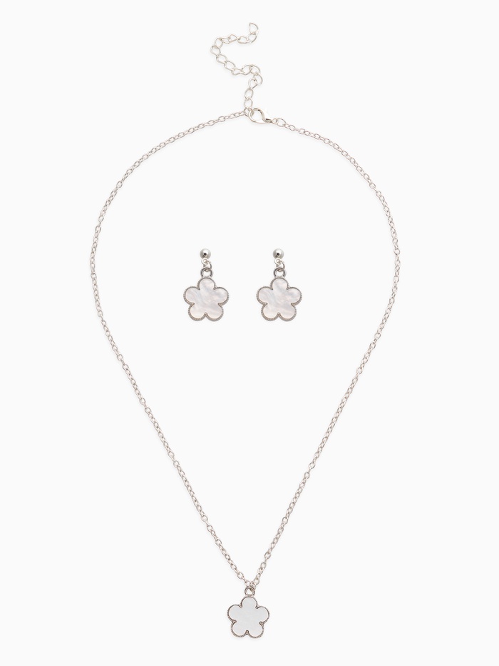Набор 2 предмета: серьги, кулон «Цветочки», 44 см, белый в серебре - Фото 1