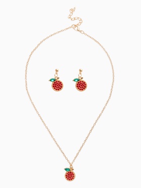 Набор 2 предмета: серьги, кулон «Гранат», 44 см, красный в золоте