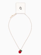 Кулон на жемчужной дорожке «Яблочко», 44 см, бело-красный в золоте - фото 809254808