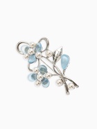 Брошь с жемчугом «Цветы», голубая в серебре - Фото 4