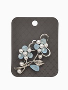 Брошь с жемчугом «Цветы», голубая в серебре - Фото 5