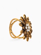 Кольцо для платка «Цветок Хризантема», белое в чернёном золоте - Фото 3