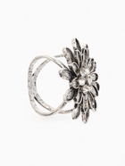 Кольцо для платка «Цветок Хризантема», белое в чернёном серебре - фото 809254889