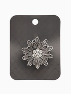 Кольцо для платка «Цветок Хризантема», белое в чернёном серебре - Фото 5