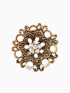 Зажим для платка «Цветок астры», белый в чернёном золоте - Фото 1