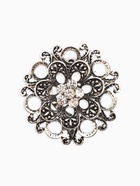 Зажим для платка «Цветок астры», белый в чернёном серебре - Фото 1