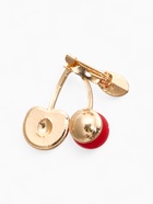 Брошь «Вишня с косточкой», красно-зелёная в золоте - Фото 2