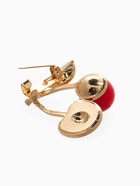 Брошь «Вишня с косточкой», красно-зелёная в золоте - Фото 3