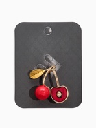 Брошь «Вишня с косточкой», красно-зелёная в золоте - Фото 4