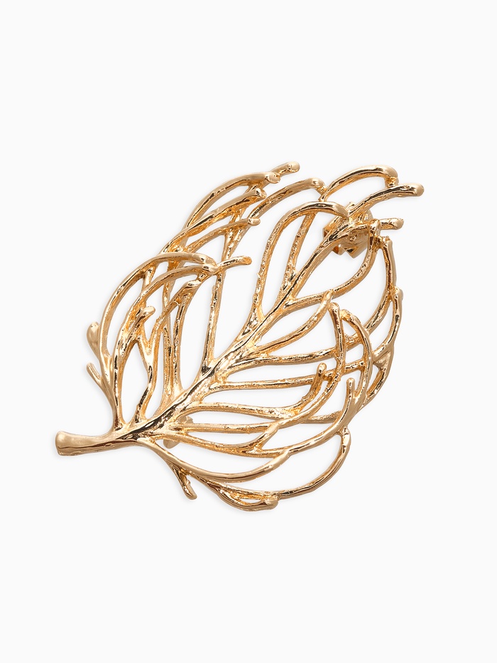 Брошь «Лист» веточка, цвет золото - Фото 1