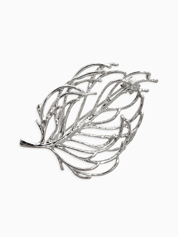 Брошь «Лист» веточка, цвет серебро - Фото 1