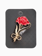 Брошь «Гвоздика» с лентой, красная в золоте - Фото 4