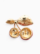 Брошь «Вишня с листочками», красная в золоте - Фото 2