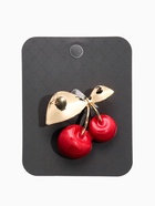 Брошь «Вишня с листочками», красная в золоте - Фото 4