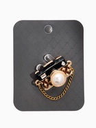 Брошь «Фотоаппарат» с жемчугом, чёрно-коричневая в золоте - Фото 4
