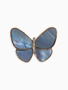 Брошь «Бабочка» под перламутр, бело-серая в золоте - Фото 1