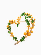 Брошь «Сердечко» мимоза, жёлто-зелёная в золоте - Фото 1