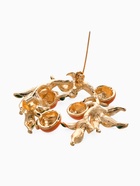 Брошь «Ветка апельсинов», оранжево-зелёная в золоте - Фото 3