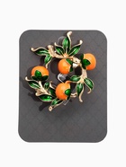 Брошь «Ветка апельсинов», оранжево-зелёная в золоте - Фото 4