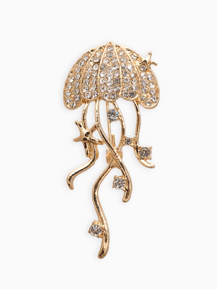 Брошь «Медуза», белая в золоте - Фото 1