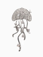 Брошь «Медуза», белая в серебре - Фото 1