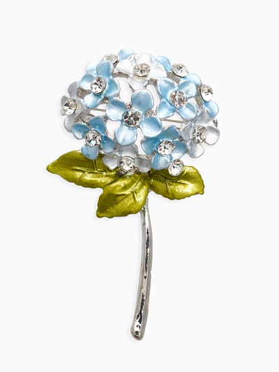Брошь «Цветок Гортензии», разноцветная в серебре