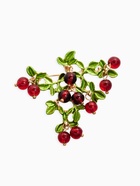 Брошь «Куст Вишни», бордово-зелёная в золоте - Фото 1