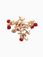 Брошь «Куст Вишни», бордово-зелёная в золоте - Фото 2