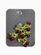 Брошь «Куст Вишни», бордово-зелёная в золоте - Фото 4